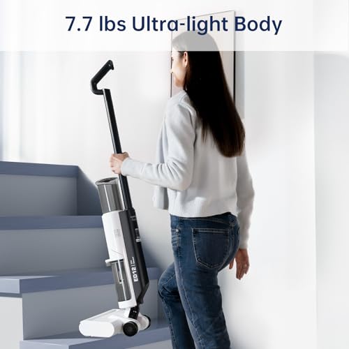 JONR ED12 Lite Wet Dry Vacuum Cleaner, Cordless Vacuum Mop with Self-Cleaning, 0.1” Edge Cleaning, Lightweight (7.7lbs), for Hard Floors & Pet Hair, Anti-Tangle Design (L)