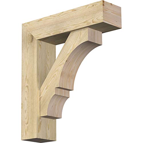 Ekena Millwork 8"W x 30"D x 34"H Balboa Block Rough Sawn Bracket w/Offset Brace…