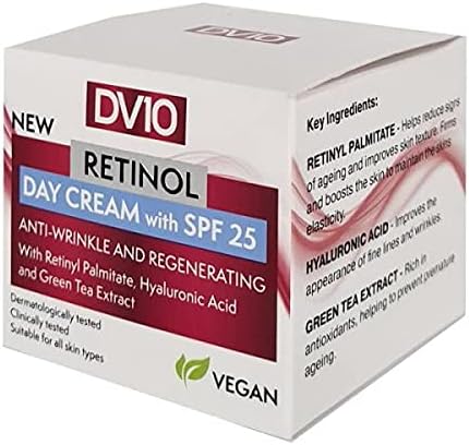 Derma V10 Retinol Day Cream SPF 25 50ml - Anti-Aging Face Moisturiser