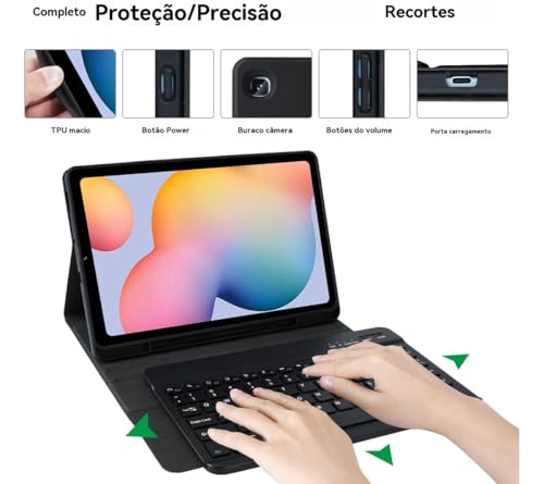 Capa Para Tablet, Capa + Mouse e Teclado Magnético Bluetooth Destacável Para IPad 9ª/ 8ª /7ª Geração (Preto, Teclado retroiluminado)
