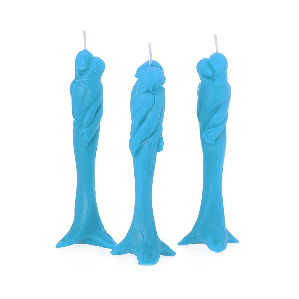 NKlaus 13670 Beeswax Stella of Love Light Blue Candle Handmade Ritual Candle Dropper Candles Pack of 3