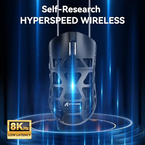 ATTACK SHARK R3 Magnesium Alloy Mouse, Wireless 8K Mouse, 46g SUPERLIGHT Mouse, PixArt PAW3395 Gaming Sensor, BT/2.4G/Wired Gaming Mouse, Adjustable DPI 26000, Office Mice for Win11/Xbox/PS/Mac -Black