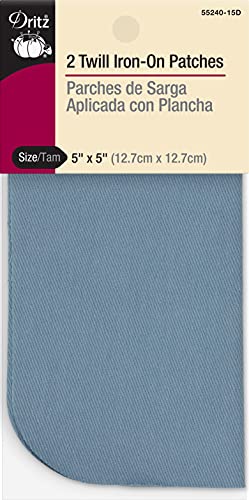 Dritz 55240-15D Patches, zum Aufbügeln, Twill, Hellblau, 12,7 x 12,7 cm, 2 Stück