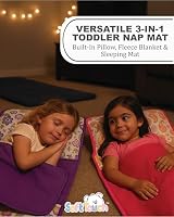 Soft Touch Toddler Nap Mat with Pillow & Blanket | 125cm Green Robot view 2