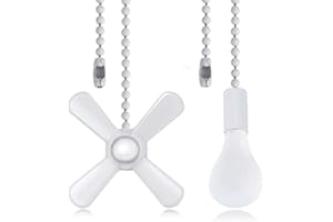 Akahttbn Ceiling Fan Pull Chain Extension Ornaments Chains with Decorative Light Bulb and Fan Cord 13.6 Inches Bronze Fan Pull Chain Set for Ceiling Light Lamp Fan Chain(Paint White)