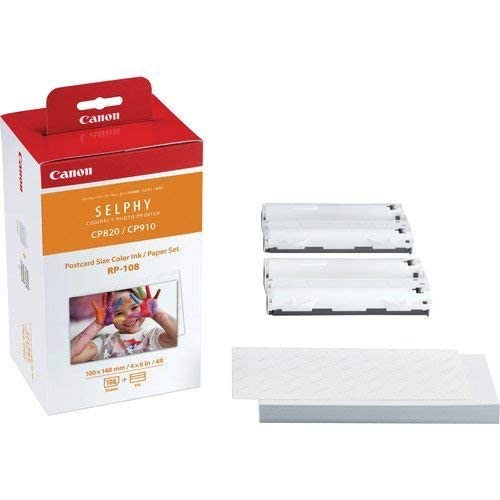 Canon Color Ink/Paper Set, Compatible with SELPHY CP910/CP820/CP1200, RP-108 (Pack of 2)