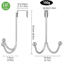 HFHOME 4Packs Over The Door Double Hanger