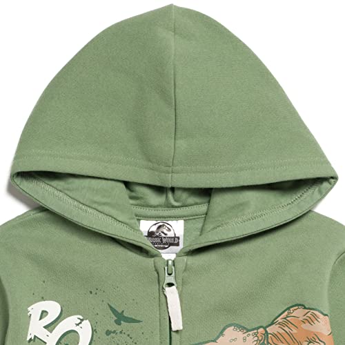 JURASSIC WORLD DINOSAUR T-REX LITTLE BOYS FLEECE ZIP UP HOODIE GREEN 6