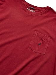Nautica mens Solid Crew Neck Short Sleeve Pocket