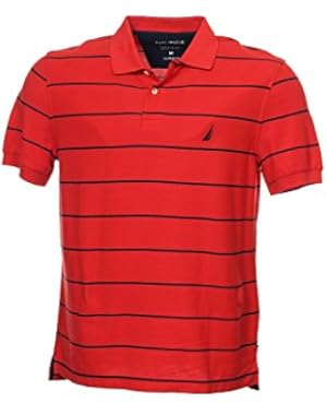 Men's Red Horizontal Striped Polo Shirt