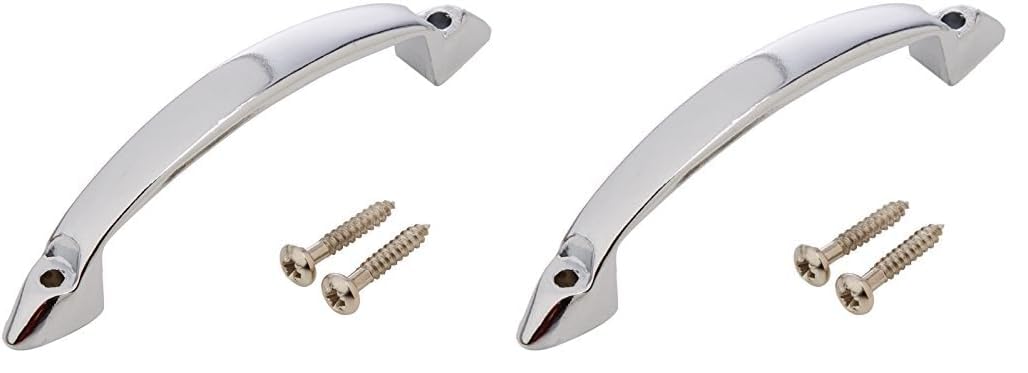 Merriway BH02239 Front Fix D Handle with Screws, 93mm Length - Chrome Plated (Pack of 2)