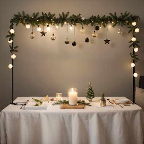 Photo 1 of WQU Over The Table Rod Stand with Clamps,47"-82"(3.9-6.8FT) Length,Black Metal Adjustable Table Arch Stand for Multi Table Size,Square Table Arch for Wedding,Birthday Party,Christmas Decoration Supplies(Black)