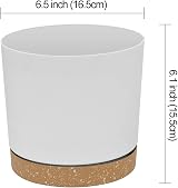ZMTECH 16.5cm Plant Pots Set of 2 White Plastic Planters with Drainage Holes view 2
