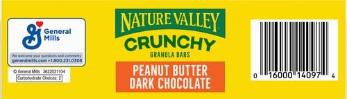 NATURE VALLEY CRUNCHY GRANOLA BARS, PEANUT BUTTER DARK CHOCOLATE, 12 BARS, 8.94 OZ