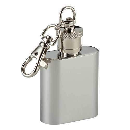 Stainless Steel 1oz Hip Flask on Key Ring