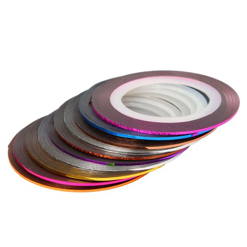 Crazy K&A New 10pcs Mix Color Nail Art Tape Stripe Decoration Sticker Hologram