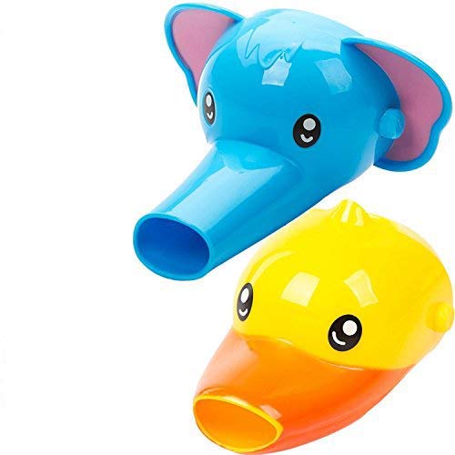 AOI Faucet EFaucet Extender for Kids Babies Children - Set of 2 Animal Extenders for Faucets Sink Hand Washing Funny faucet (Elephant + Ducks)