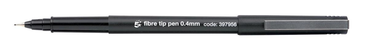 Hainenko Fibre Tip Pen Medium 0.4mm Tip 0.4mm Line Black [Pack of 12]