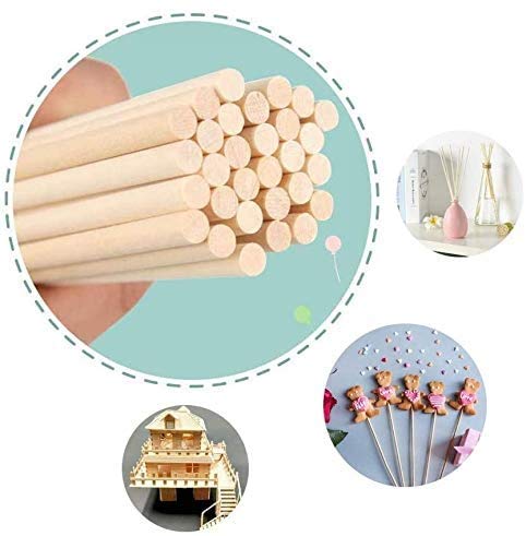 LINGLAN Wood Craft Sticks for DIY Bamboo Dowel Rods Rattan Oil Diffusers 50 Pack (20cm/5mm)