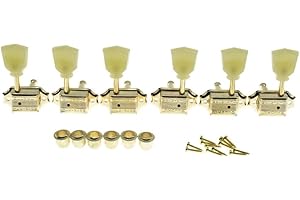 WILKINSON Gold with Vintage Button 3x3 Deluxe Vintage Tuners Guitar Tuning Keys Machine Heads with Plastic Keystone Buttons for Les Paul/SG/ES K1950