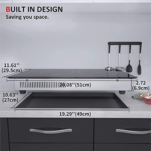 12 Inch Induction Cooktop, IsEasy electric cooktop 2 Burners, 3400W