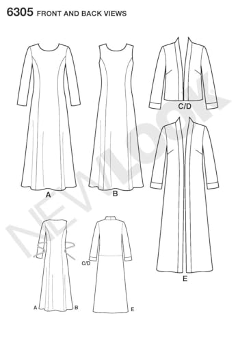 New Look Sewing Pattern 6305 Misses Dresses, Size A (10-12-14-16-18-20-22)