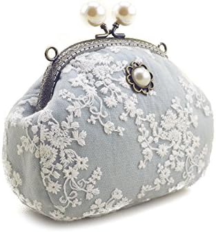Dolly Para ハンドメイドバッグ 大容量がま口小物入れ チェーンバッグ レース アンティーク パーティバッグ レディースプレゼント 母ギフト