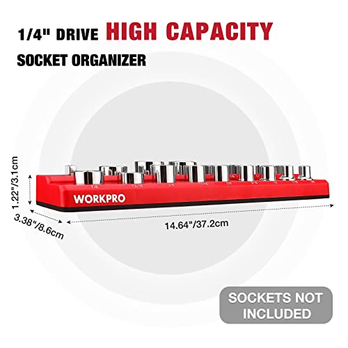 WORKPRO 1/2inch Socket Organizer Set, 2Piece SAE & Metric Socket Holders