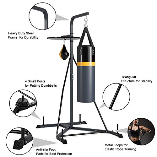 Goplus Boxing Stand for Heavy Bag and Speed Bag, Heavy Duty Free