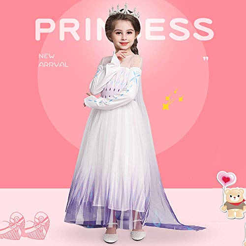 YOJOJOCO Princess Costume Halloween Girls\' Dresses Birthday Party Dress Up Clothes for Little Girls Toddlers (7Y - 8Y, White+Purple)
