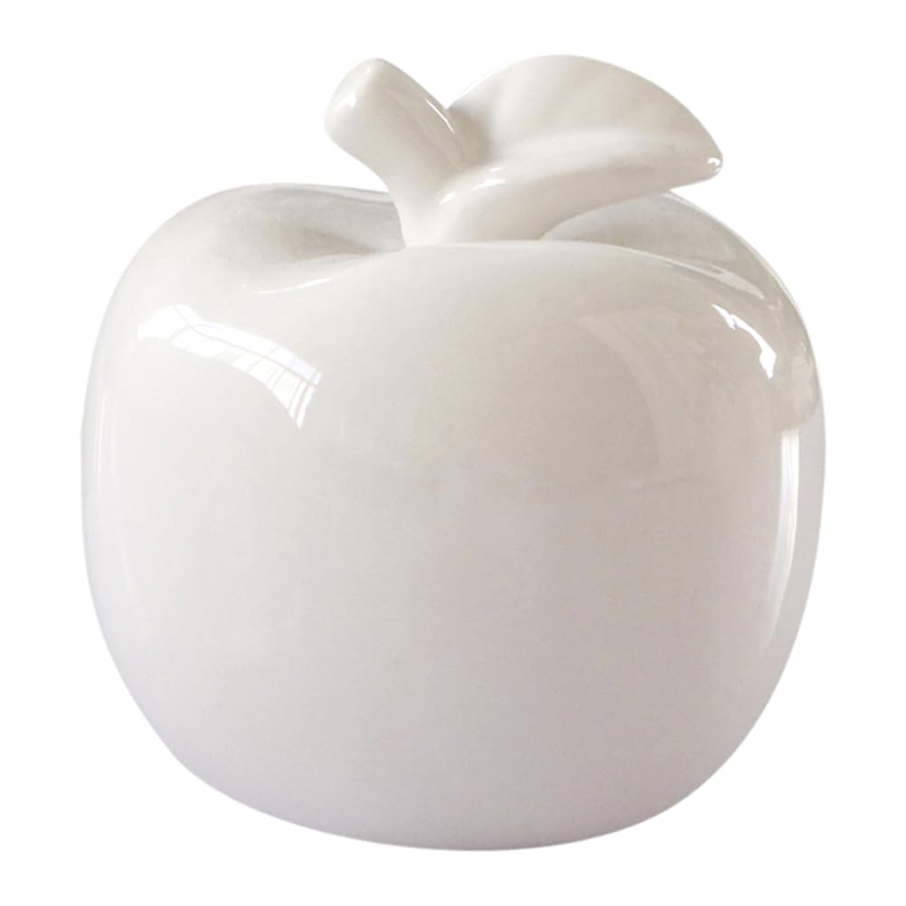 PRETYZOOM Ceramic Apple Figure Ornament Christmas Apples Statue Apples Collectible Figures Christmas Apples Sculpture New Year's Eve Party Gifts Decoration (White)