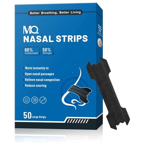 MQ 50ct Nasal Strips for Snoring Black Nose Strips for Breathing Extra Strength Snore Strips to Open Nasal Passages, Relieve Nasal Congestion