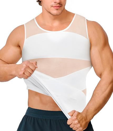 KUMAYES Men's Slimming Shapewear Slimming Flat Tummy Vest T Shirt Slimming Invisible Compression Vest Body Shaper