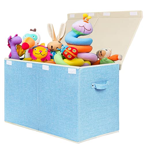 Popoly Large Toy Box Chest With Lid, Collapsible Sturdy Toy Bin Storage