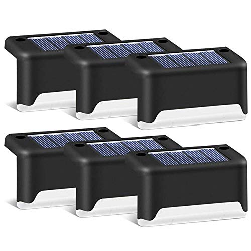 Wobekuy Black Solar Deck Lights 6 Pack, Waterproof Solar LED Step Lights Fence Lamp Outdoor Lighting for Outdoor Deck, Patio, Stair, Yard, Path and Driveway (Warm White)