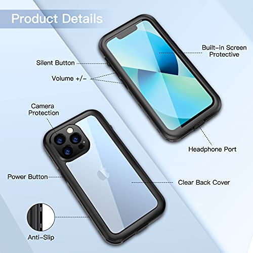TAKED for iPhone 13 Pro Max Waterproof Case, Builtin Screen Protector