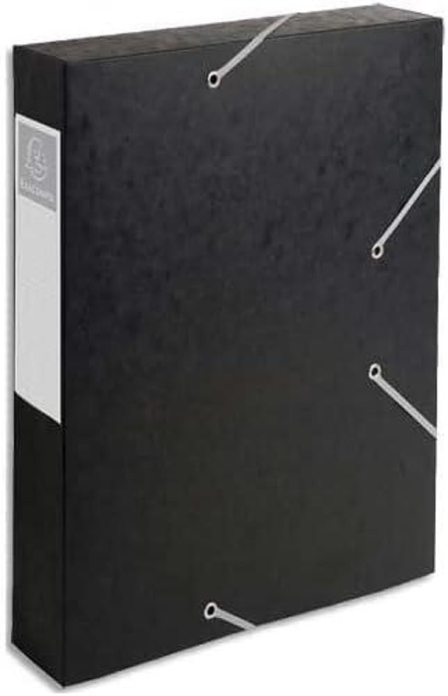 Exacompta - Ref 16016H - Cartobox Pressboard Filing Box - 25 x 33cm, Suitable for A4 Documents, Elastic Straps on 2 Corners, 60mm Spine, FSC-Certified - Black (1 Item)