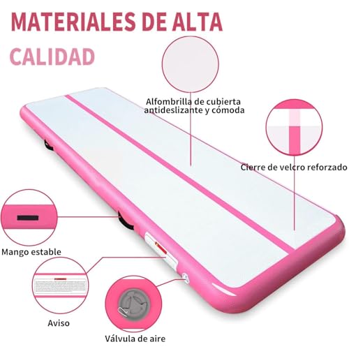 Colchoneta Gimnasia 300 * 100 * 10CM, Tapete Inflable de Gimnasia con Bomba de Aire Eléctrica, para el Hogar o el Gimnasio