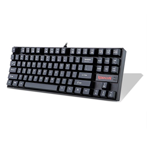 Redragon K552 Mechanical Gaming Keyboard 60% Compact 87 Key Kumara Wired Blue Switches for Windows PC Gamers (Not Backlit Black)