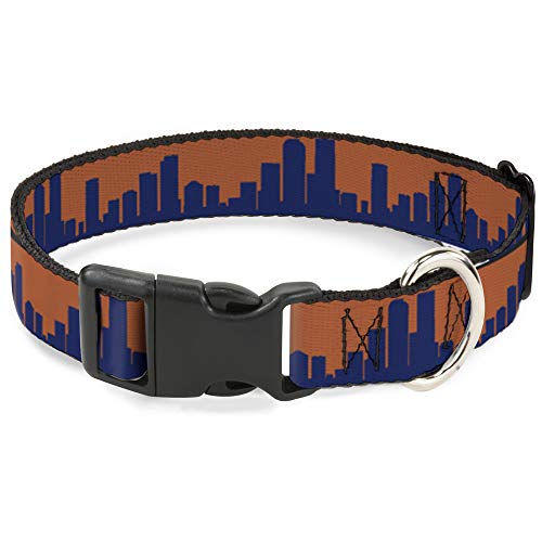 Buckle-Down Plastic Clip Collar - Denver Solid Skyline Orange/Navy - 1/2" Wide…