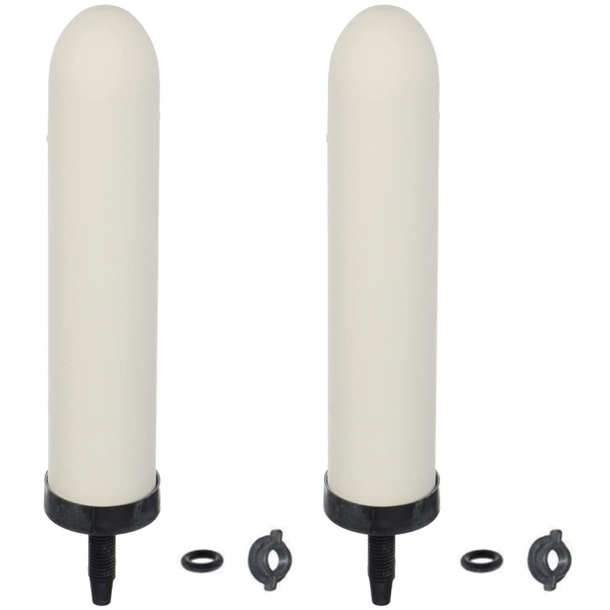 HUINING 2PCS 7-inch Replacement Ceramic Filter Candle with Activated Carbon for Countertop Gravity Water Filter System,Household Water Bucket