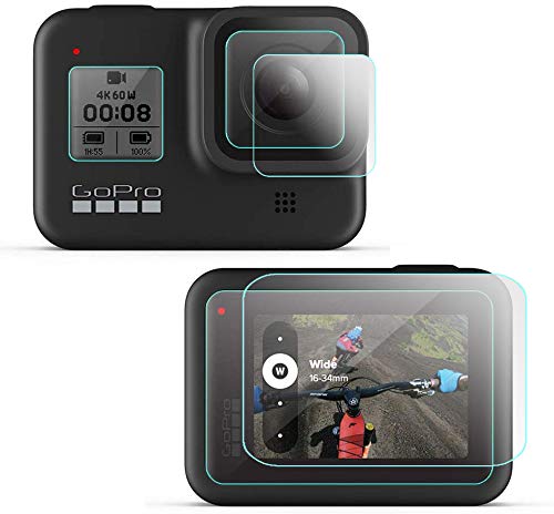 Komet Glass Screen Protector Appliable for GoPro HERO 8 (Black) Lens & LCD Screen, 9H Tempered Glass Anti-Bubble Anti-scratch Anti-fingerprint Ultra-Clear [6-Pack]