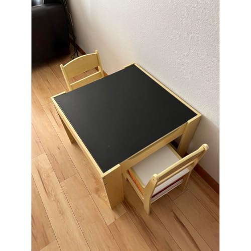 AM ANNA Kids Table and Chair Set, 3 in 1 Wooden Activity Table with Storage Drawer for Toddlers Drawing, Playroom,Reading, Crafts, 2 in 1 Detachable Tabletop Table Set for Nursery, Playroom (Beige)