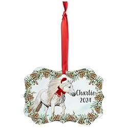 White Scottish Highland Pony Christmas Ornament