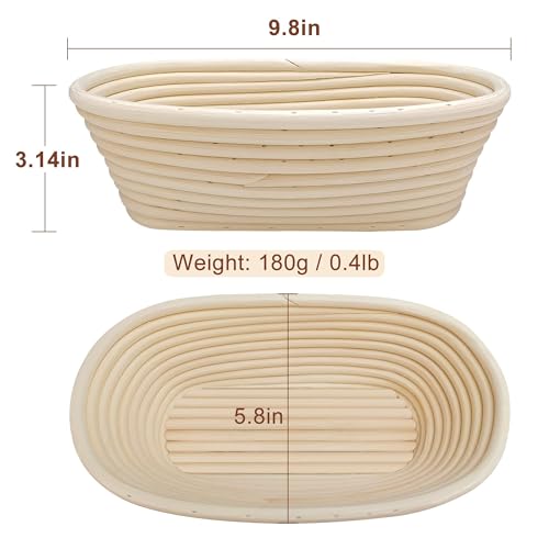 YOOJ® Bread Proofing Basket, 10 Inch Oval Dough Proofing Bowl with Liner, Bread Basket for Artisan Sourdough Bread Making for Professionals and Home Bakers