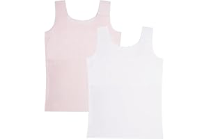 FEOYA Teen Girls Camisole Training Cotton Bra Round Neck Tank Top with Shelf Bra 2/3 Pack
