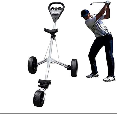 W&Y Professional Golf Cart, 3 Wheel Trolley Swivel Folding Pull Push Golf Cart with Drink Holder Seat, Easy to Open & Close for Outdoor Travel Sport W&Y Professional Golf Cart, 3 Wheel Trolley Swivel Folding Pull Push Golf Cart with Drink Holder Seat, Easy to Open & Close for Outdoor Travel Sport