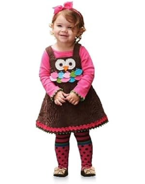 Forest Friends Owl Corduroy Jumper Dot Striped Tights