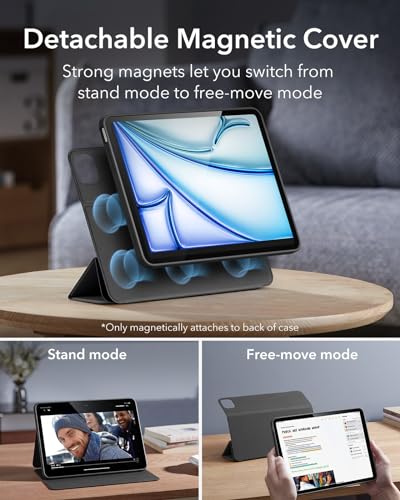 ESR for iPad Air 11 Inch Case M3/M2 (2025/2024), iPad Air 5th/4th Gen Case (2022/2020) 10.9 Inch with Pencil Holder, Removable Magnetic Cover, Vertical Stand, Rebound 360 Series, Black
