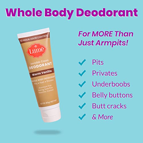 Lume Deodorant Cream Tube Underarms and Private Parts Aluminum Free